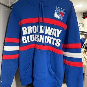 Mitchell & Ness Blue and Red Broadway Blueshirts Hoodie Sz M unisex NEW